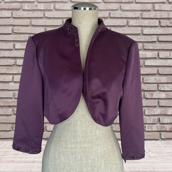 ALEX Evenings 2pc Rhinestone Purple Dress Blazer Suit 10 petite NWT - Picture 10 of 12